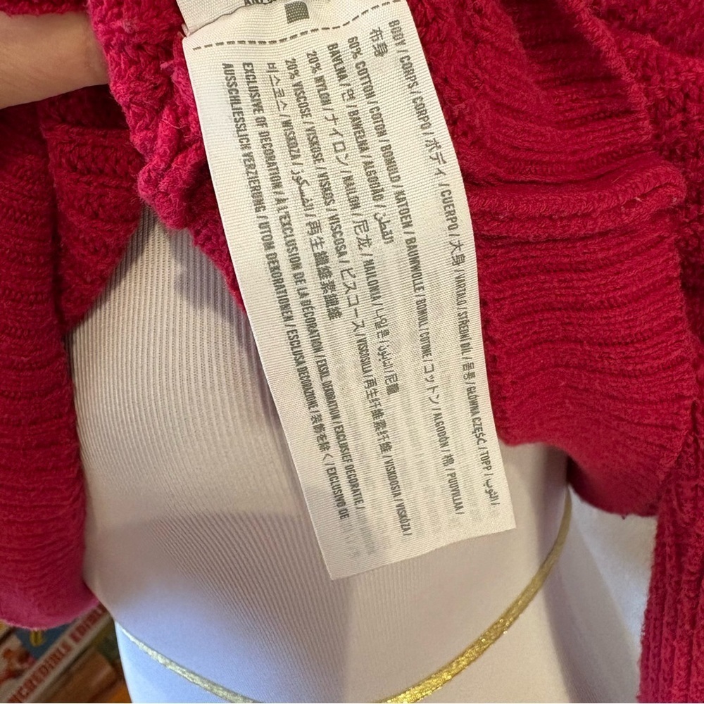 Hollister Waffle Knit Cropped Red Sweater Wmn’s M Valentines - Picture 10 of 11